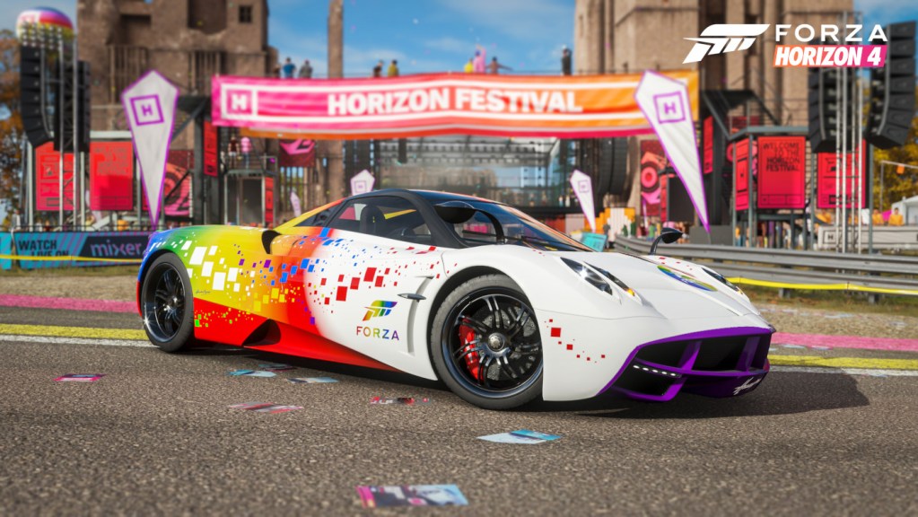 The rainbow Pagani Huayra is being gifted to players in Forza Horizon 4 and Forza Motorsport 7